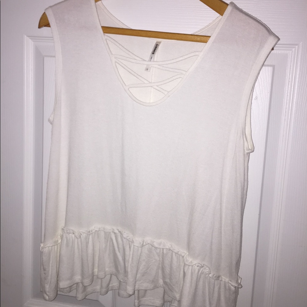 Soft white tank with ruffles